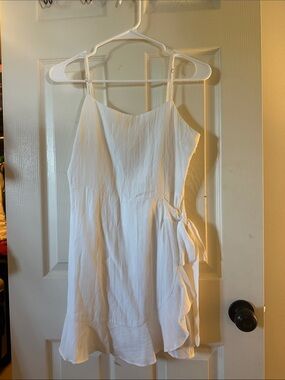 White Mini Sundress with Side Tie